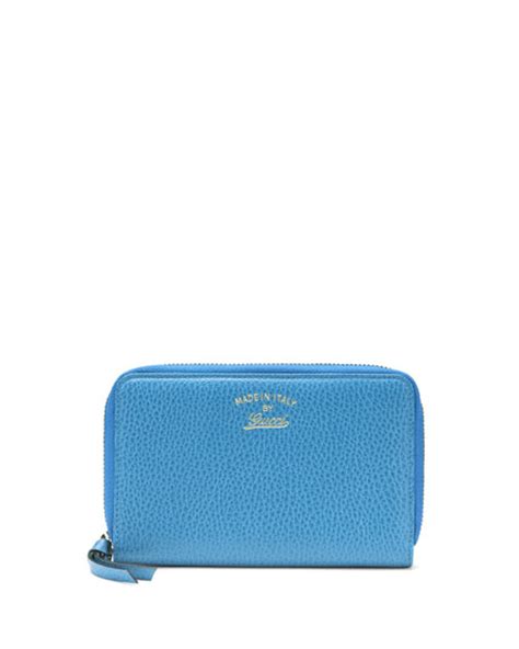 gucci swing leather wallet with strap light blue|Gucci leather wallet for men.